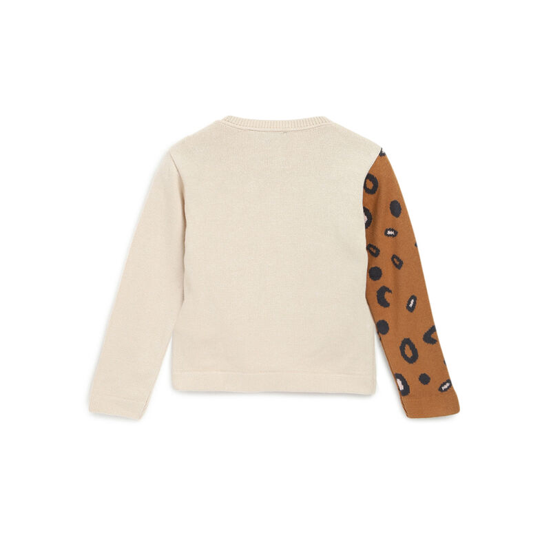 Girls Light Natural Printed Cardigan image number 1